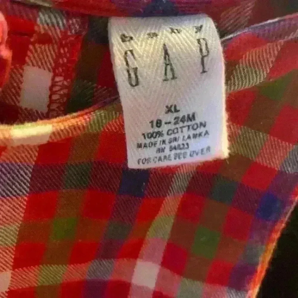 Vintage 1990’s Baby GAP 18-24 Months Plaid dress with buttons and tie back